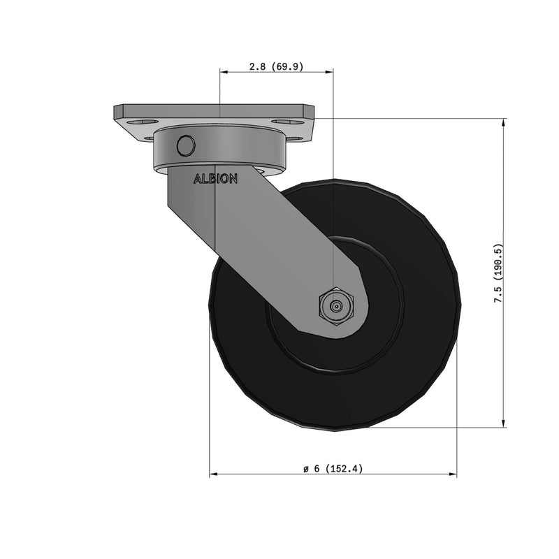 6"x2" Kingpinless Ergonomic Caster – USA Rig, Trionix Steel Replacement Wheel