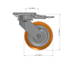 6"x2" Kingpinless Ergonomic Caster – USA Rig, MAX-Efficiency Orange Poly Wheel, Swivel Lock