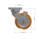 6"x2" Kingpinless Ergonomic Caster – USA Rig, MAX-Efficiency Orange Poly Wheel, Side Brake