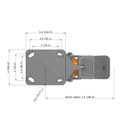 6"x2" Kingpinless Ergonomic Caster – USA Rig, MAX-Efficiency Orange Poly Wheel, Face Brake, Swivel Lock
