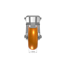 6"x2" Kingpinless Ergonomic Caster – USA Rig, MAX-Efficiency Orange Poly Wheel, Face Brake