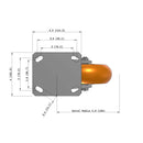 6"x2" Kingpinless Ergonomic Caster – USA Rig, MAX-Efficiency Orange Poly Wheel