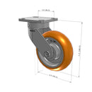 6"x2" Kingpinless Ergonomic Caster – USA Rig, MAX-Efficiency Orange Poly Wheel