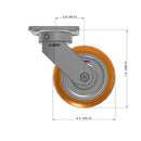 6"x2" Kingpinless Ergonomic Caster – USA Rig, MAX-Efficiency Orange Poly Wheel