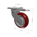 6"x2" Kingpinless Ergonomic Caster – USA Rig, MAX-Efficiency Maroon Poly Wheel, Swivel Lock