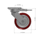 6"x2" Kingpinless Ergonomic Caster – USA Rig, MAX-Efficiency Maroon Poly Wheel, Swivel Lock