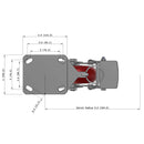 6"x2" Kingpinless Ergonomic Caster – USA Rig, MAX-Efficiency Maroon Poly Wheel, Metal Face Brake, Swivel Lock