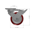 6"x2" Kingpinless Ergonomic Caster – USA Rig, MAX-Efficiency Maroon Poly Wheel, Face Brake, Swivel Lock