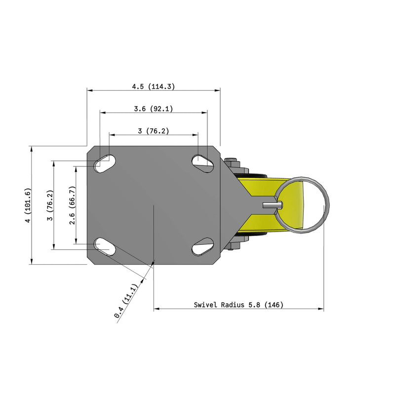 6"x2" Kingpinless Ergonomic Caster – USA Rig, Heavy-Duty Polyurethane Wheel, Swivel Lock