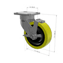 6"x2" Kingpinless Ergonomic Caster – USA Rig, Heavy-Duty Polyurethane Wheel, Side Brake