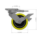 6"x2" Kingpinless Ergonomic Caster – USA Rig, Heavy-Duty Polyurethane Wheel, Metal Face Brake, Swivel Lock