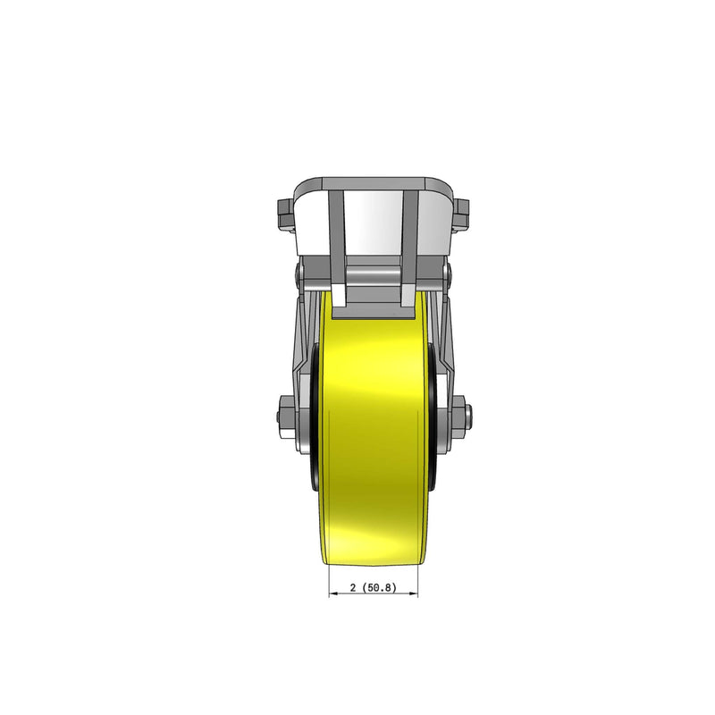 6"x2" Kingpinless Ergonomic Caster – USA Rig, Heavy-Duty Polyurethane Wheel, Face Brake, Swivel Lock