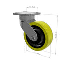6"x2" Kingpinless Ergonomic Caster – USA Rig, Heavy-Duty Polyurethane Wheel