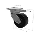 5"x2" Kingpinless Ergonomic Caster – USA Rig, Trionix Steel Replacement Wheel, Swivel Lock