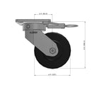 5"x2" Kingpinless Ergonomic Caster – USA Rig, Trionix Steel Replacement Wheel, Swivel Lock