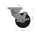 5"x2" Kingpinless Ergonomic Caster – USA Rig, Trionix Steel Replacement Wheel, Side Brake