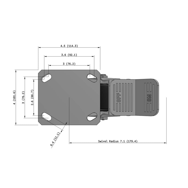5"x2" Kingpinless Ergonomic Caster – USA Rig, Trionix Steel Replacement Wheel, Face Brake