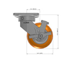5"x2" Kingpinless Ergonomic Caster – USA Rig, MAX-Efficiency Orange Poly Wheel, Side Brake