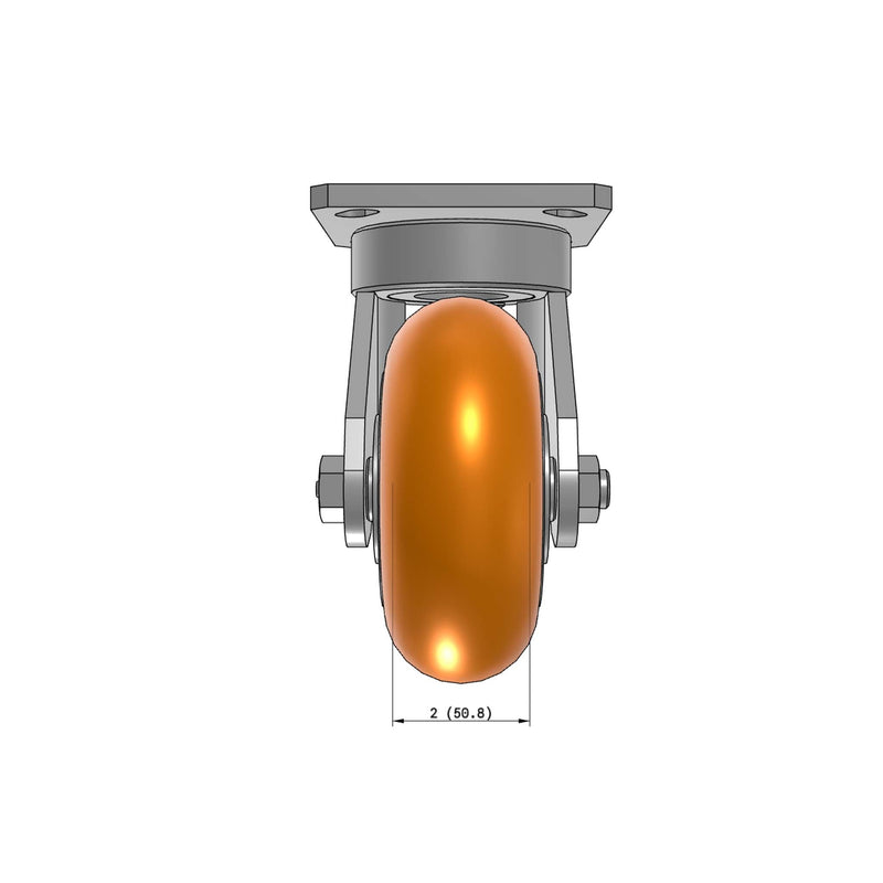 5"x2" Kingpinless Ergonomic Caster – USA Rig, MAX-Efficiency Orange Poly Wheel