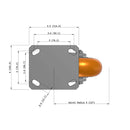 5"x2" Kingpinless Ergonomic Caster – USA Rig, MAX-Efficiency Orange Poly Wheel