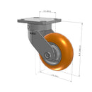 5"x2" Kingpinless Ergonomic Caster – USA Rig, MAX-Efficiency Orange Poly Wheel