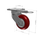 5"x2" Kingpinless Ergonomic Caster – USA Rig, MAX-Efficiency Maroon Poly Wheel, Swivel Lock