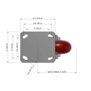 5"x2" Kingpinless Ergonomic Caster – USA Rig, MAX-Efficiency Maroon Poly Wheel
