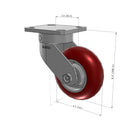 5"x2" Kingpinless Ergonomic Caster – USA Rig, MAX-Efficiency Maroon Poly Wheel