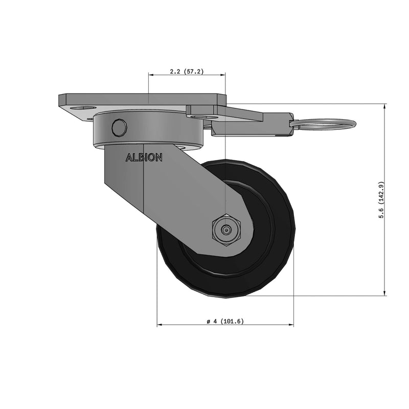 4"x2" Kingpinless Ergonomic Caster – USA Rig, Trionix Steel Replacement Wheel, Swivel Lock