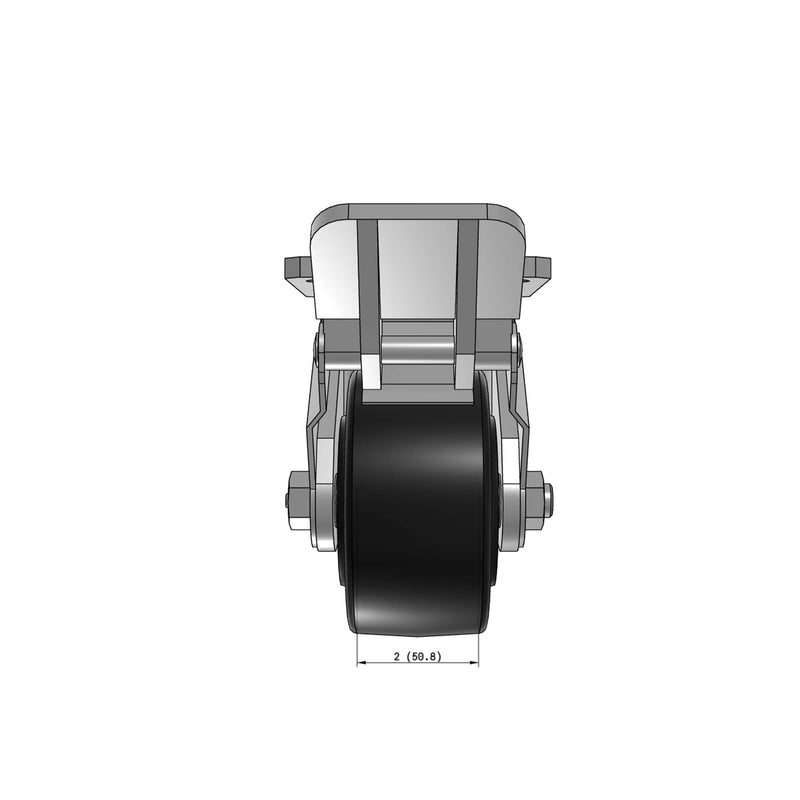 4"x2" Kingpinless Ergonomic Caster – USA Rig, Trionix Steel Replacement Wheel, Face Brake