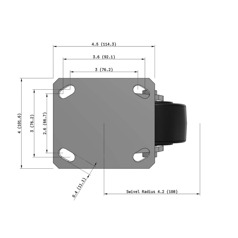 4"x2" Kingpinless Ergonomic Caster – USA Rig, Trionix Steel Replacement Wheel
