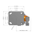 4"x2" Kingpinless Ergonomic Caster – USA Rig, MAX-Efficiency Orange Poly Wheel, Side Brake