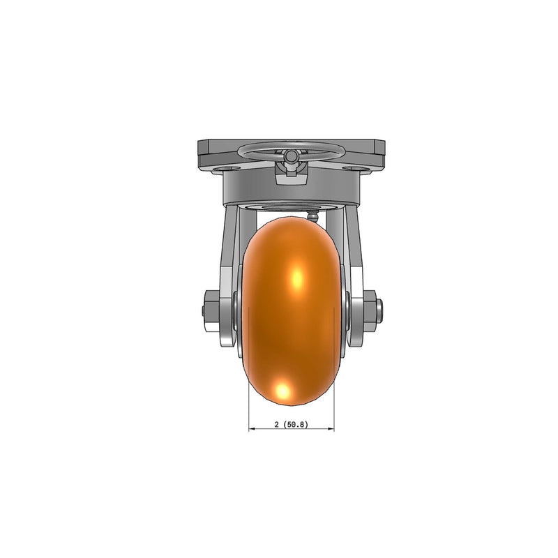4"x2" Kingpinless Ergonomic Caster – USA Rig, MAX-Efficiency Orange Poly Wheel, Swivel Lock