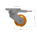 4"x2" Kingpinless Ergonomic Caster – USA Rig, MAX-Efficiency Orange Poly Wheel, Swivel Lock