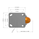 4"x2" Kingpinless Ergonomic Caster – USA Rig, MAX-Efficiency Orange Poly Wheel