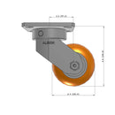 4"x2" Kingpinless Ergonomic Caster – USA Rig, MAX-Efficiency Orange Poly Wheel