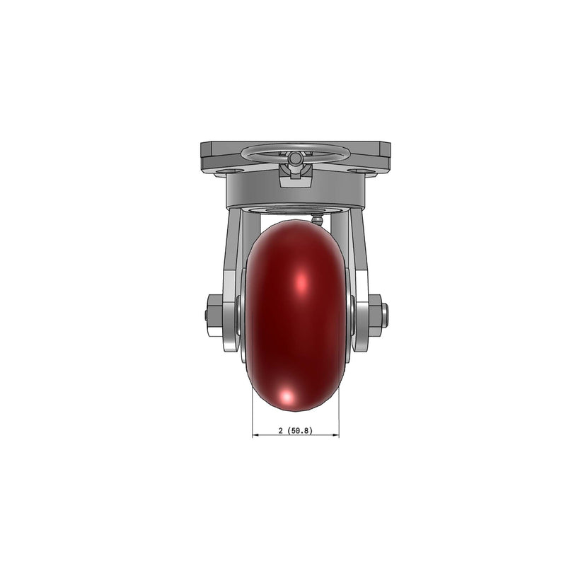 4"x2" Kingpinless Ergonomic Caster – USA Rig, MAX-Efficiency Maroon Poly Wheel, Swivel Lock