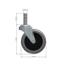 3"x1" USA Swivel Stem Caster | TPR Rubber Wheel | 7/16"x1-3/8" Brass Band