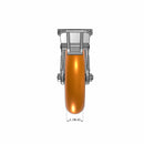 8"x2" Kingpinless Ergonomic Caster 9.5 OAH – USA Rig, MAX-Efficiency Orange Poly Wheel, Face Brake, Swivel Lock