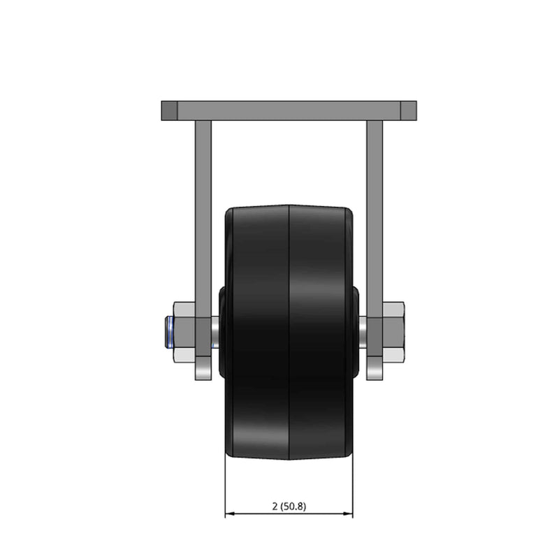 4"x2" HD Kingpinless Rigid Caster with USA-Made Phenolic Wheel