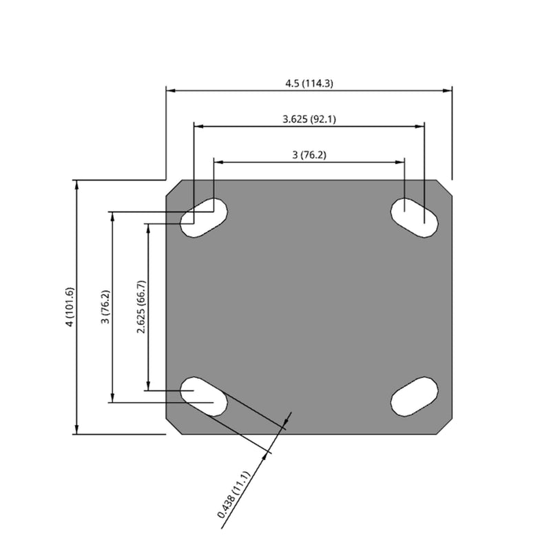 4"x2" HD Kingpinless Rigid Caster with USA-Made Phenolic Wheel