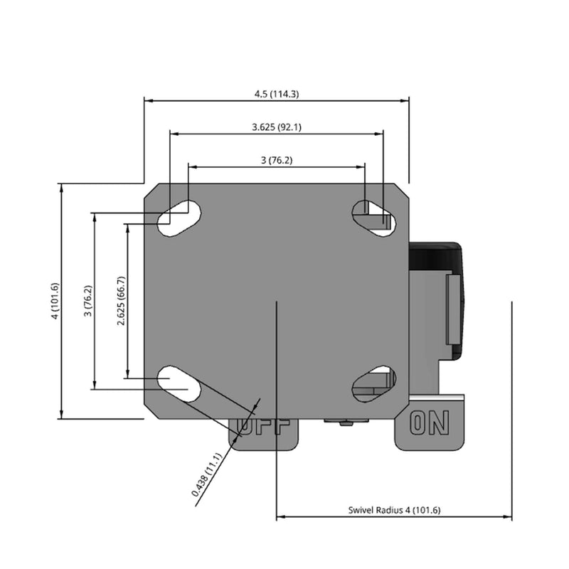 4"x2" HD Kingpinless Locking Caster with USA-Made Phenolic Wheel