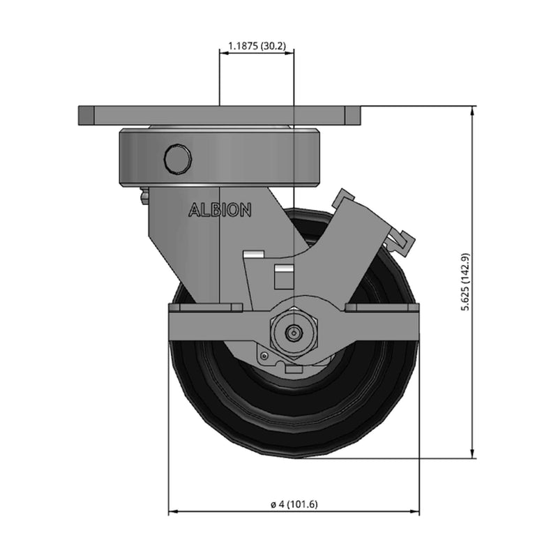 4"x2" HD Kingpinless Locking Caster with USA-Made Phenolic Wheel