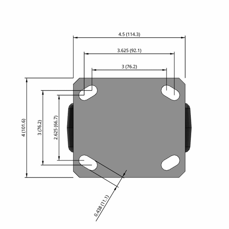 5"x2" HD Kingpinless Rigid Caster with USA-Made Phenolic Wheel