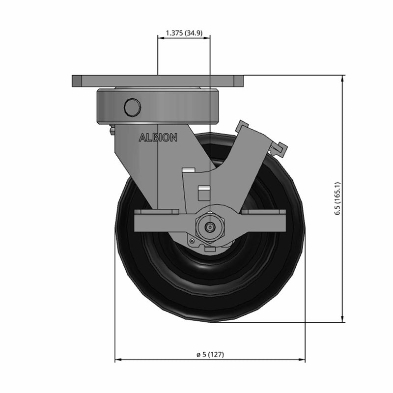 5"x2" HD Kingpinless Locking Caster with USA-Made Phenolic Wheel