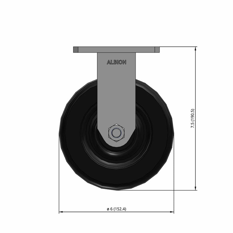 6"x2" HD Kingpinless Rigid Caster with USA-Made Phenolic Wheel