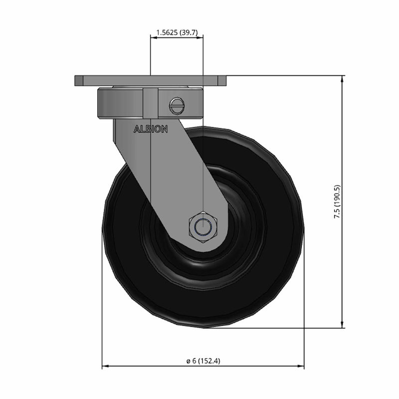 6"x2" HD Kingpinless Swivel Caster with USA-Made Phenolic Wheel