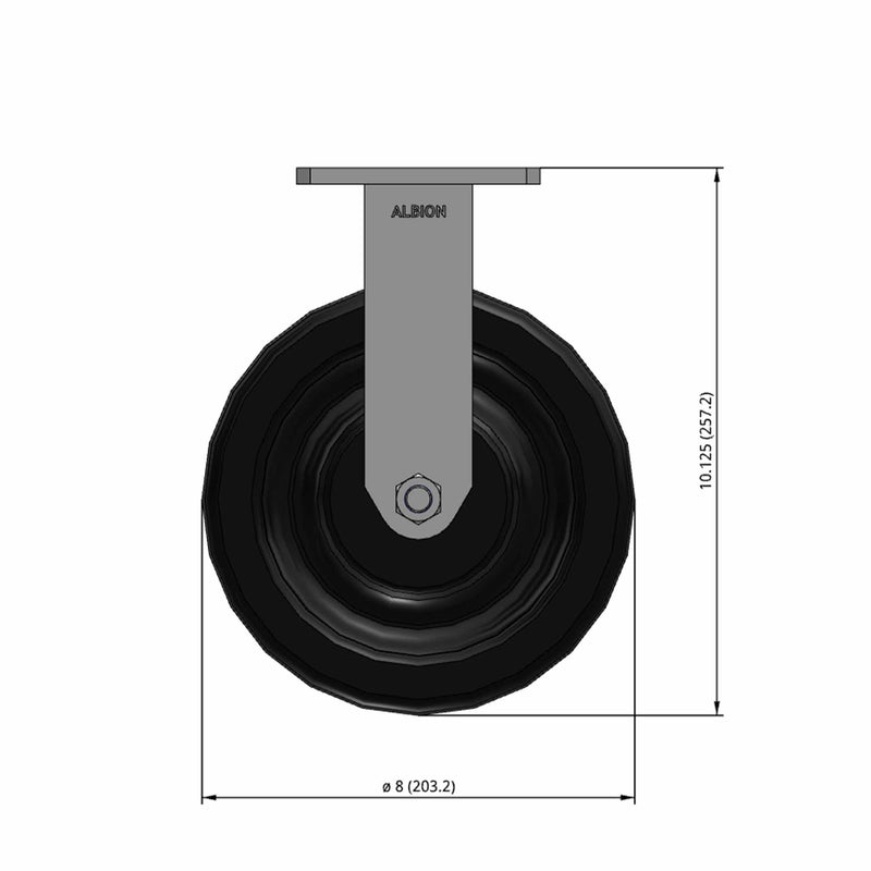 8"x2" HD Kingpinless Rigid Caster with USA-Made Phenolic Wheel