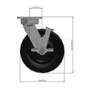 8"x2" HD Kingpinless Locking Caster with USA-Made Phenolic Wheel