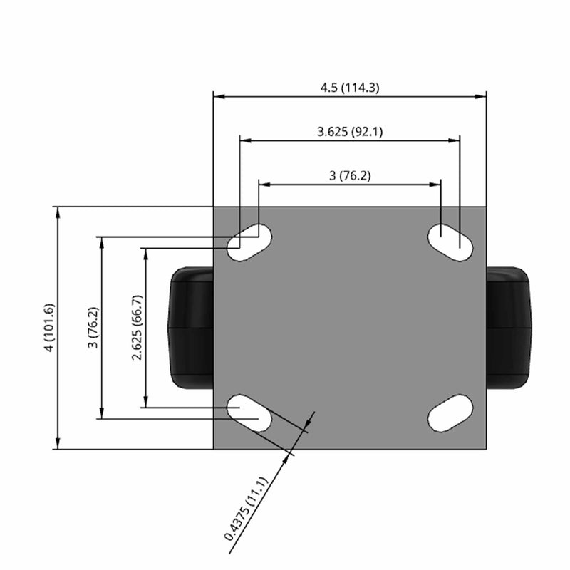 6 inch Heavy Duty Rigid Caster, 2 inch wide Phenolic Wheel, USA Made